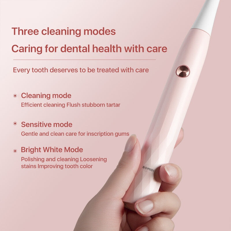 Bomidi T501 Sonic Electric Toothbrush Ultrasonic High Frequency Vibration Deep Cleaning Whitening Toothbrush Rechargeable IPX7 Waterproof - Grey