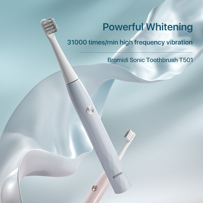 Bomidi T501 Sonic Electric Toothbrush Ultrasonic High Frequency Vibration Deep Cleaning Whitening Toothbrush Rechargeable IPX7 Waterproof - Grey