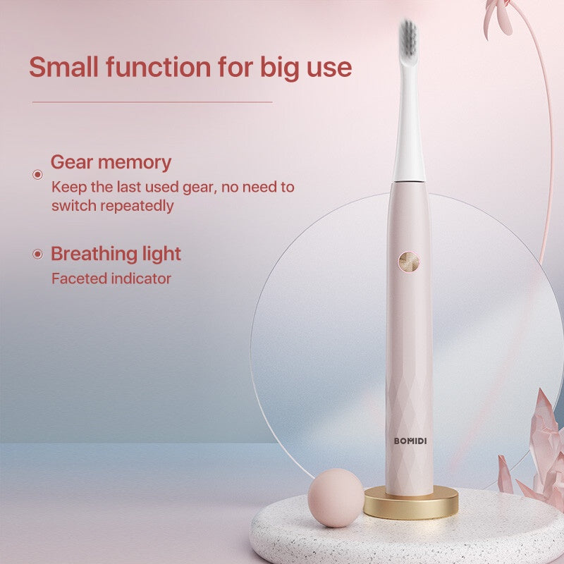 Bomidi T501 Sonic Electric Toothbrush Ultrasonic High Frequency Vibration Deep Cleaning Whitening Toothbrush Rechargeable IPX7 Waterproof - Grey