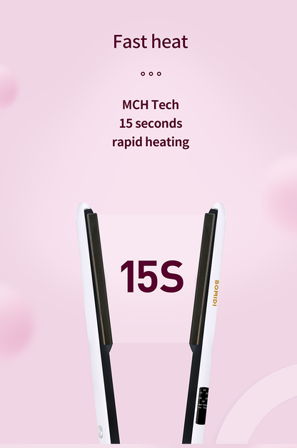 BOMIDI HS2 Hair Straightener With Bottom Rotation Gear Adjustment, Smart Thermostat, MCH Tech 15 Second Rapid Heating and Smart Display - White
