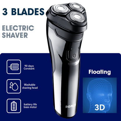 Bomidi M3 Electric Shaver 3D Rotating Razors Beard Trimmer 600mAh Long Battery USB Type-C Rechargeable Hair Shaver - Black