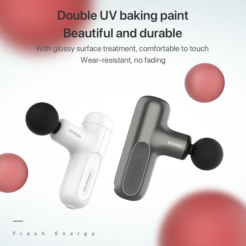 Bomidi M1 Portable Mini Massage Gun With High Torque Motor & 4 Unique Attachments | 2500mAh Long Battery Life - White