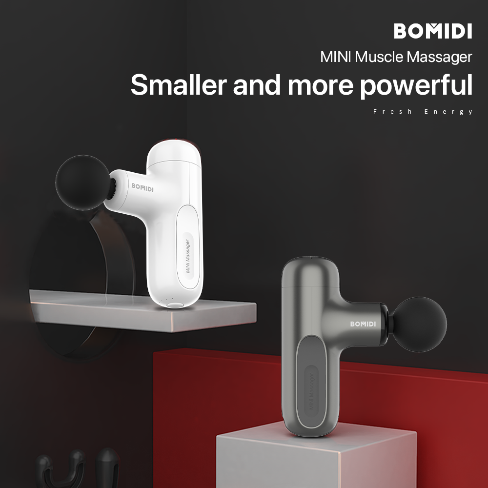 Bomidi M1 Portable Mini Massage Gun With High Torque Motor & 4 Unique Attachments | 2500mAh Long Battery Life - White