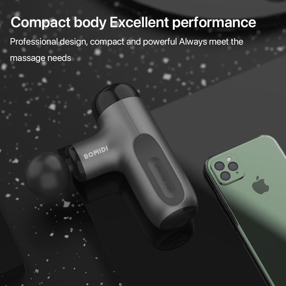 Bomidi M1 Portable Mini Massage Gun With High Torque Motor & 4 Unique Attachments | 2500mAh Long Battery Life - White