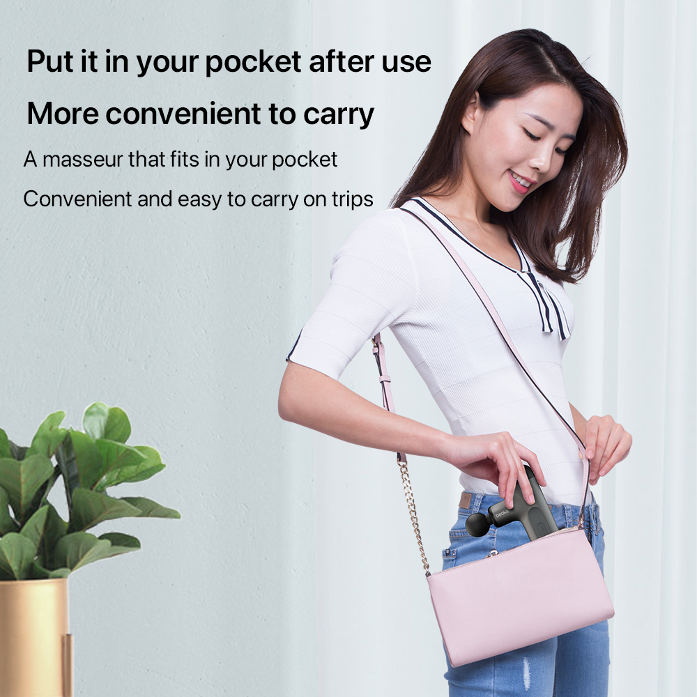 Bomidi M1 Portable Mini Massage Gun With High Torque Motor & 4 Unique Attachments | 2500mAh Long Battery Life - White
