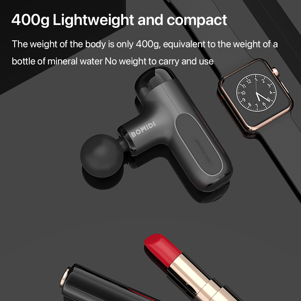 Bomidi M1 Portable Mini Massage Gun With High Torque Motor & 4 Unique Attachments | 2500mAh Long Battery Life - White