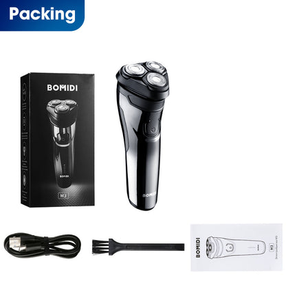 Bomidi M3 Electric Shaver 3D Rotating Razors Beard Trimmer 600mAh Long Battery USB Type-C Rechargeable Hair Shaver - Black