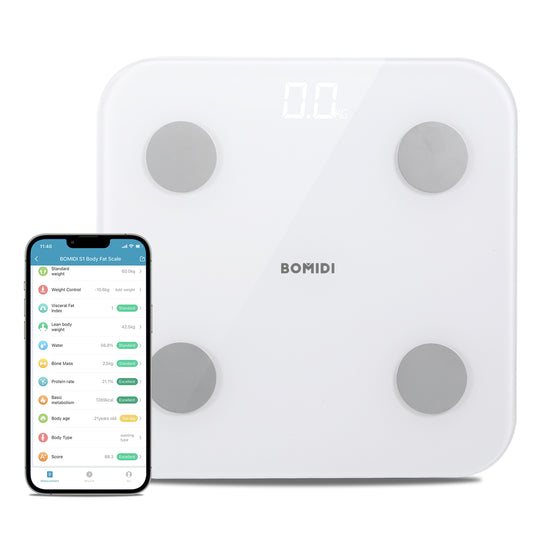 Bomidi S1 Smart Digital Weight Scale LED Display With Bluetooth Smart App Body Weight Scaling - White