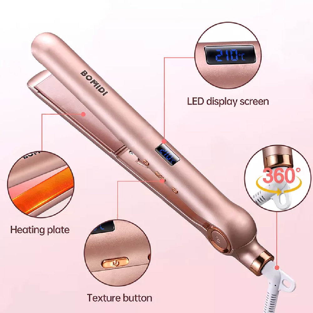 Bomidi HS1 Electric Hair Straightening Iron Multi-level Temperature Adjustment Digital Screen 45W - Pink