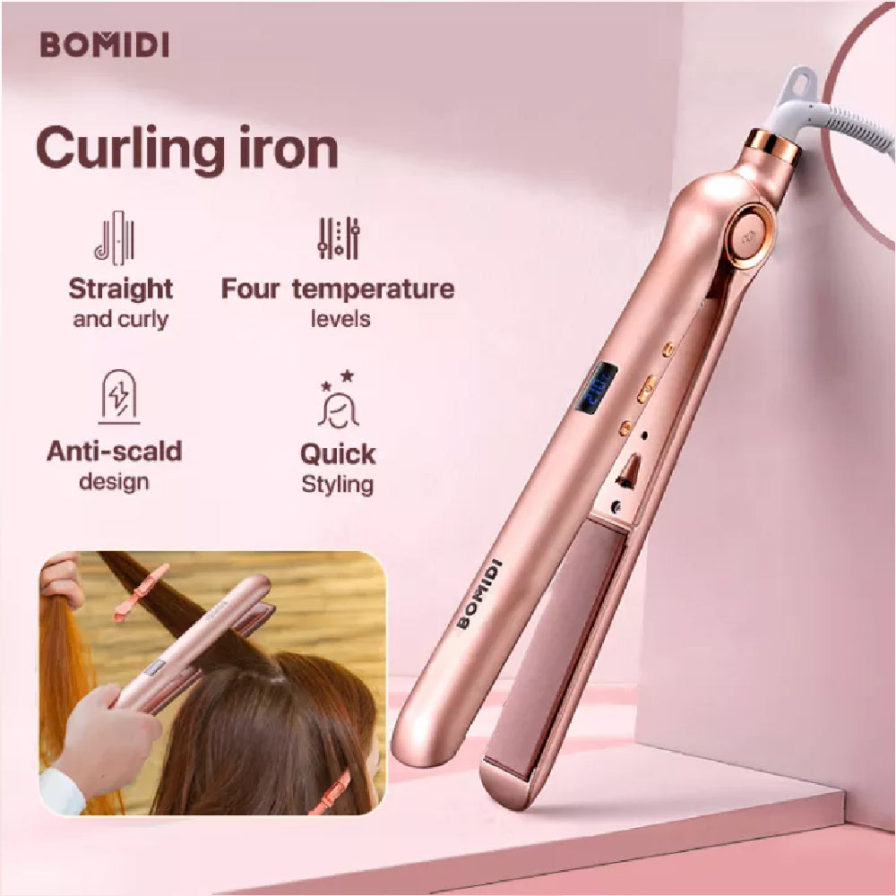 Bomidi HS1 Electric Hair Straightening Iron Multi-level Temperature Adjustment Digital Screen 45W - Pink