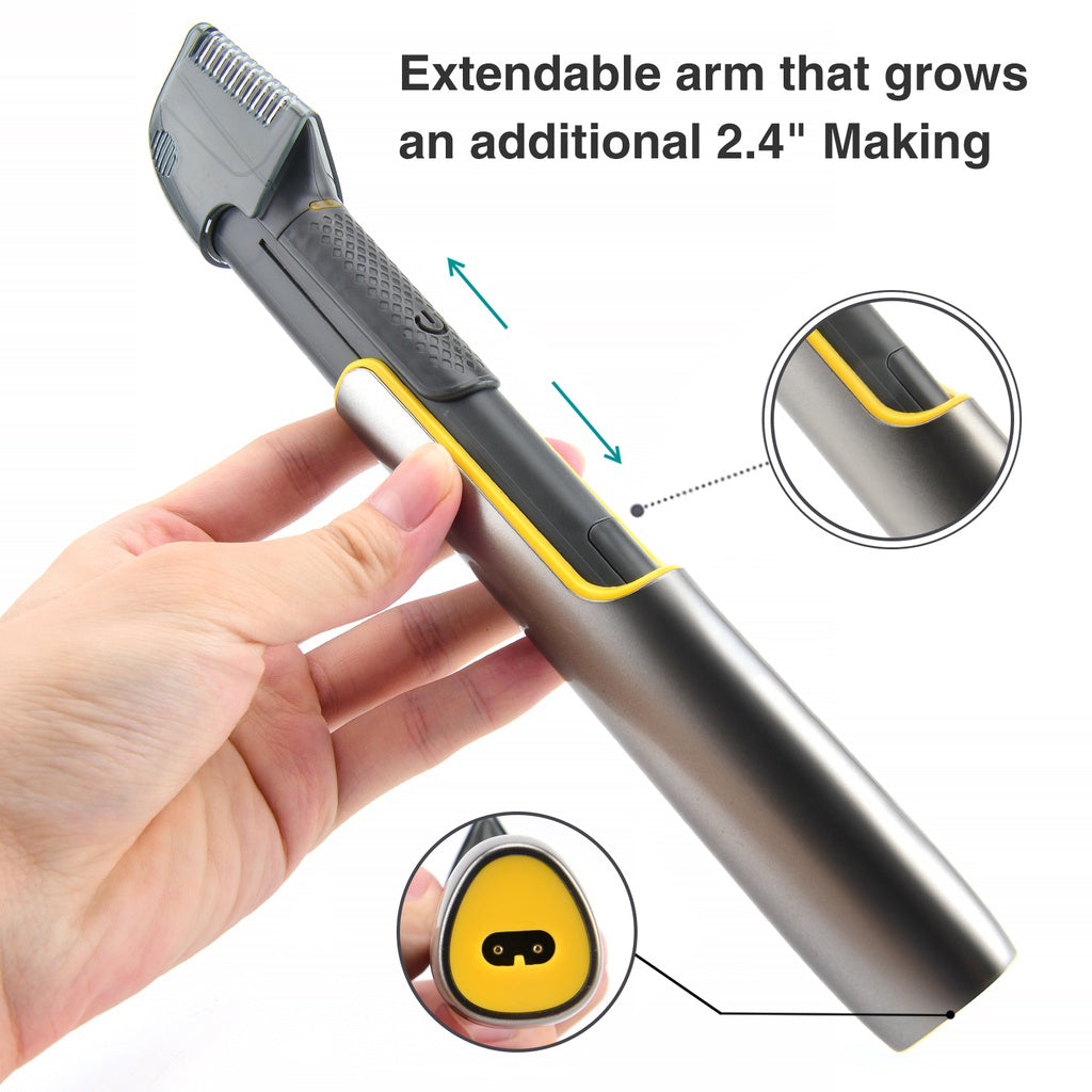 Bomidi HT1 Electric Body Hair Shaver Wireless Hair Shaver With Built-in Extension Handle USB Rechargeable Battery - Silver