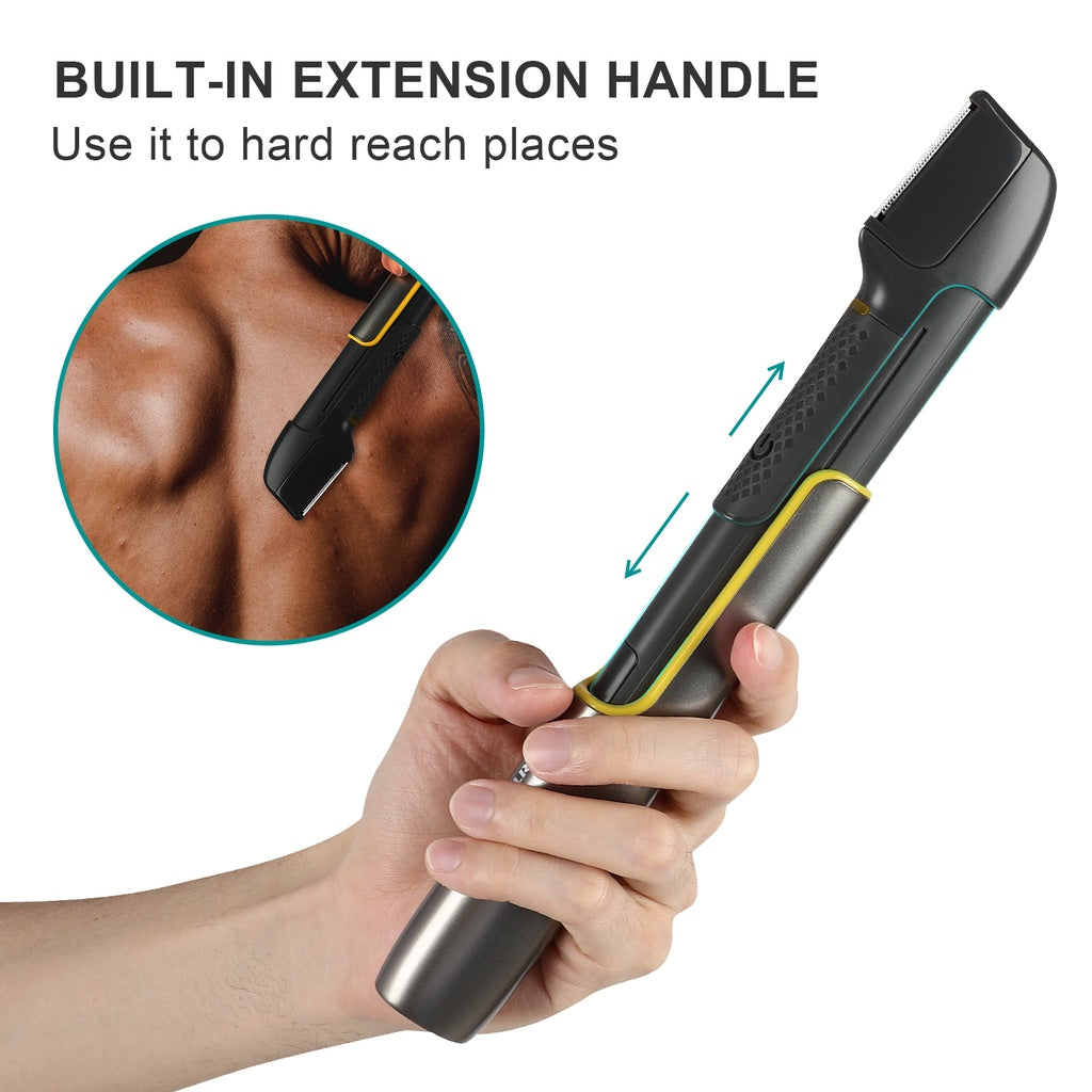 Bomidi HT1 Electric Body Hair Shaver Wireless Hair Shaver With Built-in Extension Handle USB Rechargeable Battery - Silver
