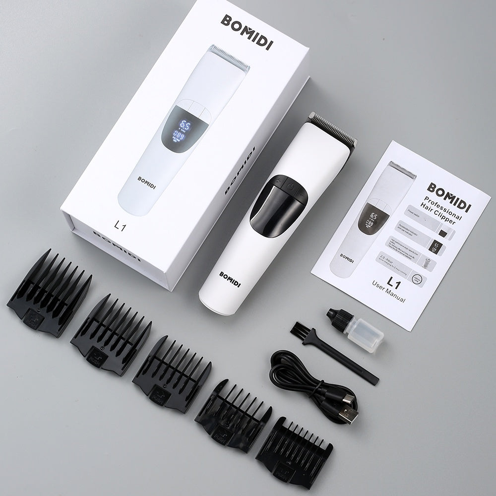 Bomidi L1 Electric Hair Clipper LCD Display Rechareable Razor Trimmer Adjustable Speed Shaver Type-C Charging - White