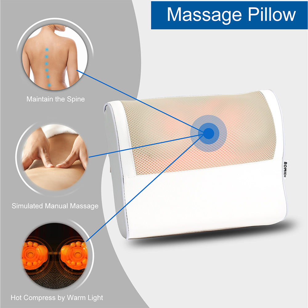 Bomidi MP1 Massage Pillow Multifunctional Back Massager With Hot Compress Adjustable Speed Massager 24W - White