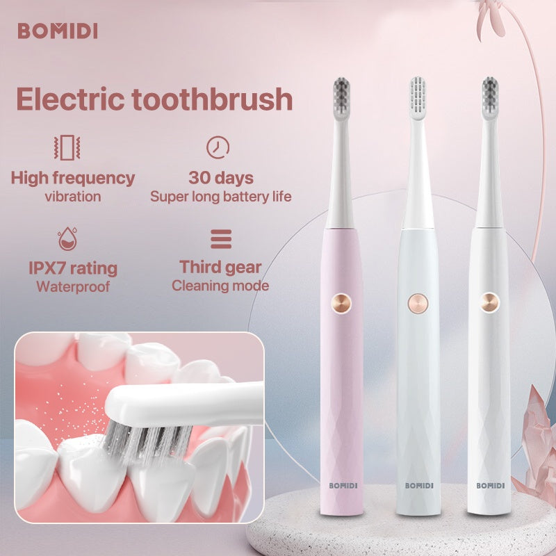 Bomidi T501 Sonic Electric Toothbrush Ultrasonic High Frequency Vibration Deep Cleaning Whitening Toothbrush Rechargeable IPX7 Waterproof - Grey