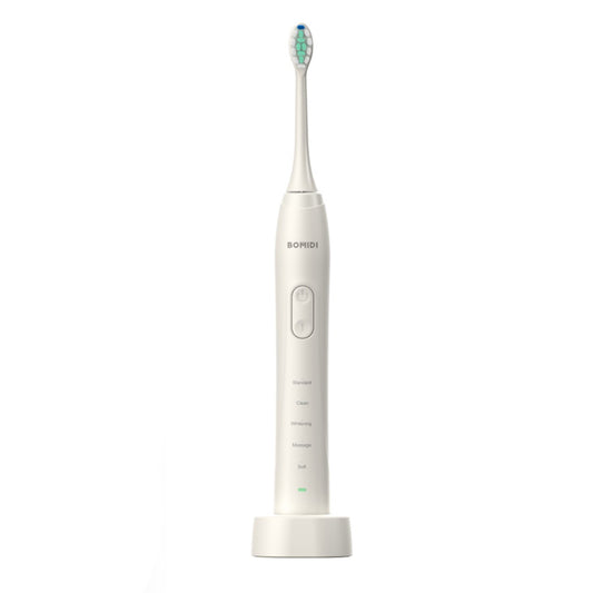 Bomidi TX5 Sonic Electric Toothbrush Vibration Rechargeable Toothbrush With Soft Bristle IPX8 Water Resistant Toothbrush DuPoint Brush Head - White